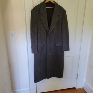 Mens Vintage London fog herringbone tweed over  coat